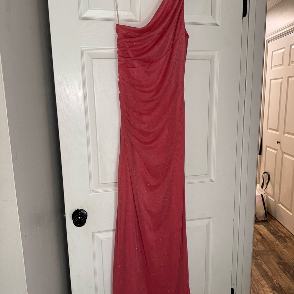 Betsy & Adam One-Shoulder Pink Dress